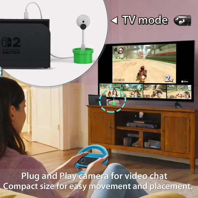 Alt view image 2 of 5 - Coolwee Camera for Nintendo Switch 2 (2025), 720P HD Video Camera, Privacy Sliding Lens Cover, ABS White and Green Color