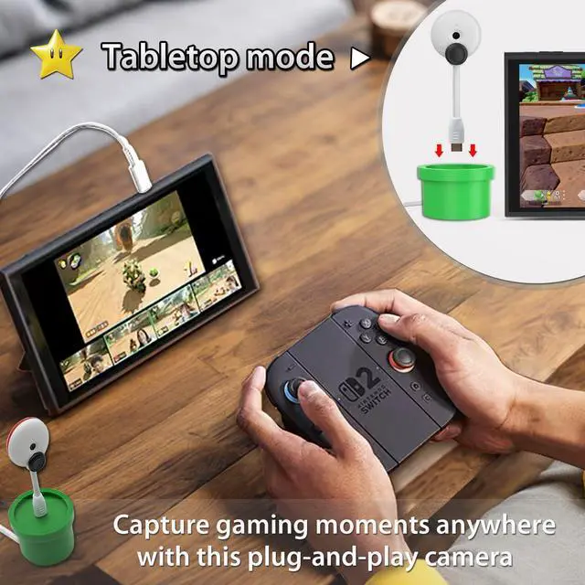 Alt view image 5 of 5 - Coolwee Camera for Nintendo Switch 2 (2025), 720P HD Video Camera, Privacy Sliding Lens Cover, ABS White and Green Color