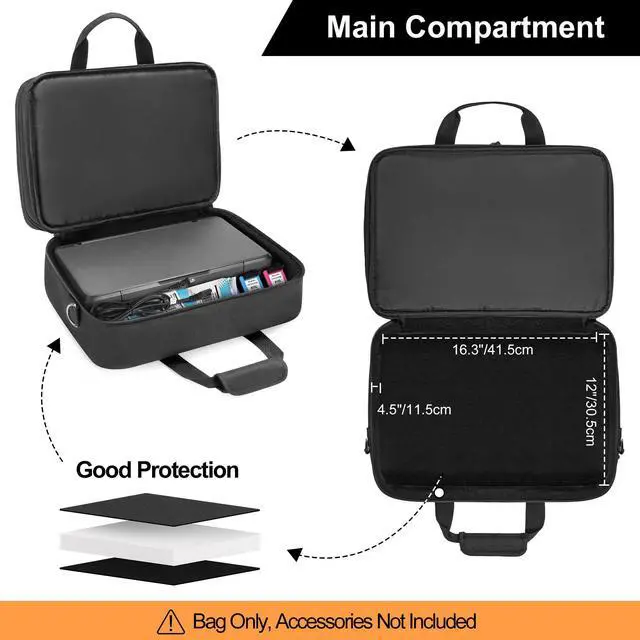 Alt view image 4 of 5 - CURMIO Double Layer Printer Carrying Case Compatible with HP Tango/Tango X, OfficeJet 200/250, Wireless Mobile Printer Travel Bag with Luggage Strap and Pockets for 15.6 Laptop, Bag only