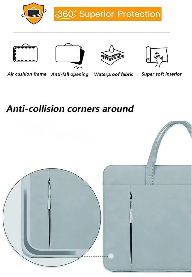 Alt view image 2 of 5 - D.QingPei Laptop Case 13 Inch,Slim Computer Case with Handle,Waterproof Laptop Briefcase Bag,360deg Protective Laptop Sleeve Compatible with Most 13 inch MacBook Pro,MacBook Air,Notebook Computer