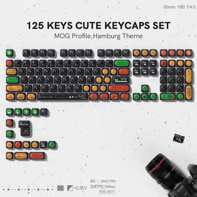 Alt view image 2 of 5 - dagaladoo doubleshot PBT Keycaps Set,Bun MOG Profile Keycaps Cute,Black/Green/Red Shine Through Keyboard Key caps Dye Sublimation Custom Key Cap for 100% 75% 65% 60% TKL US Layout Mechanical Keyboard