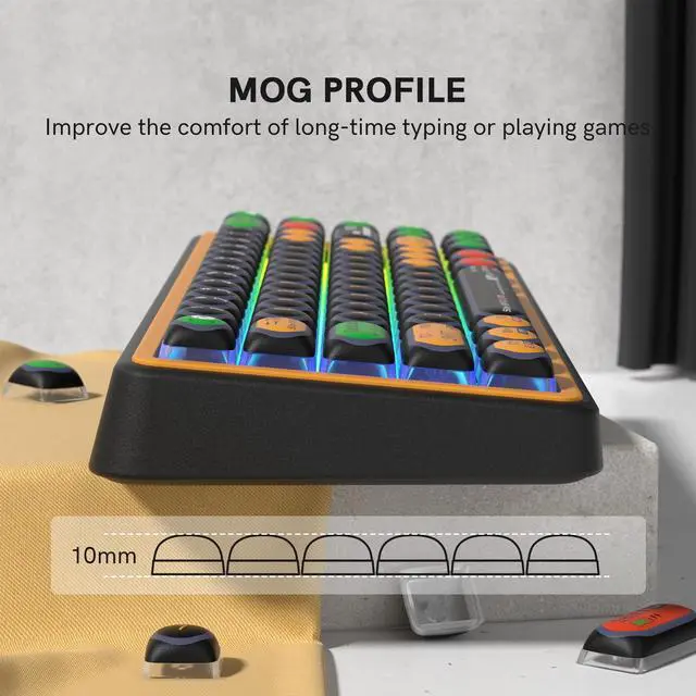 Alt view image 5 of 5 - dagaladoo doubleshot PBT Keycaps Set,Bun MOG Profile Keycaps Cute,Black/Green/Red Shine Through Keyboard Key caps Dye Sublimation Custom Key Cap for 100% 75% 65% 60% TKL US Layout Mechanical Keyboard