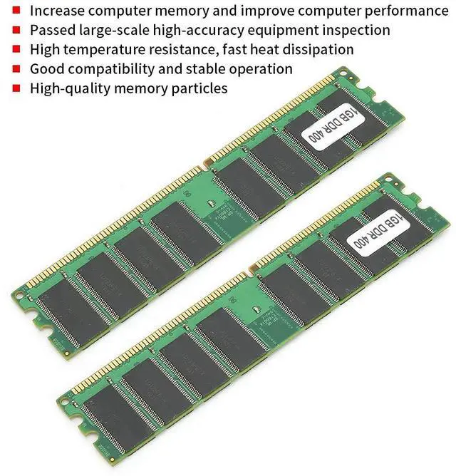 Alt view image 5 of 5 - 2PCS DDR Memory, 400Mhz 1GB 184Pin Memory Designed for DDR PC3200 Desktop Computer, Full Compatible Double Sided 16-Grain Memory Module Desktop Computer Upgrade
