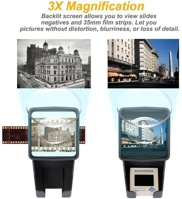 Alt view image 3 of 5 - 35mm Slide Viewer, Film Negative and Slide Viewer with 3X Magnification and LED Lighted Illuminated Viewing, USB Powered