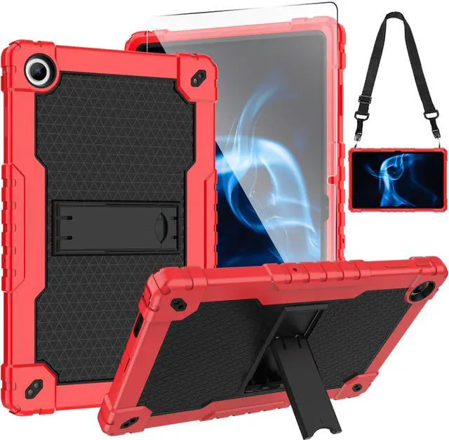 Main image of Doemoil for Onn 10.4 Tablet Pro 2023 Model: 100110603 Case Built in Kickstand Heavy Duty Hybrid Case Hard Back Case Come with Tempered Glass/Shoulder Strap for Onn 10.4 Tablet Pro (Red+Black/1 Pcs)