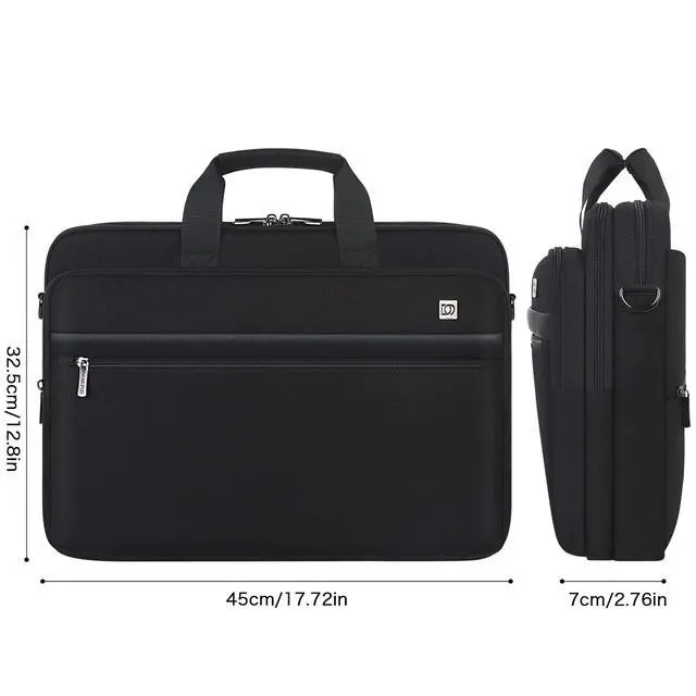 Alt view image 3 of 5 - DOMISO 17.3 Inch Large Capacity Laptop Shoulder Bag Business Briefcase Office Computer Bag,Black