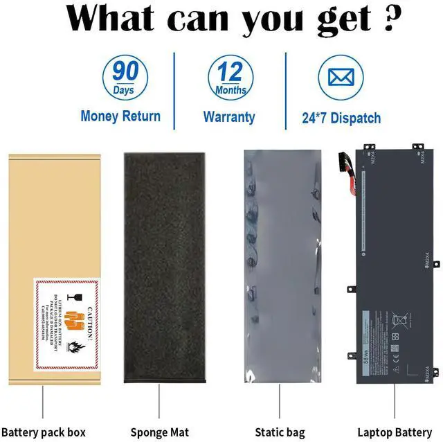 Alt view image 5 of 5 - RRCGW Replacement Battery RRCGW for Dell XPS 15-9550 15-9560 15-9570 Precision 5510 5520 5530 Mobile WorkStations Series P56F P56F001 H5H20 M7R96 62MJV 062MJV 5041C 05041C 5D91C 05D91C Laptop.