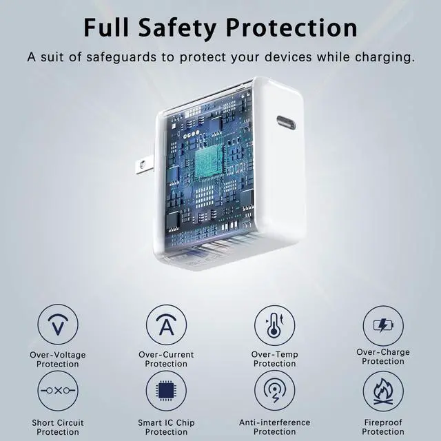 Alt view image 3 of 5 - Mac Book Pro Charger - 118W USB C Charger Fast Charger Compatible with USB c Port MacBook pro & MacBook Air, ipad Pro, All USB C Device, Type C to Type C Cable Power Adapter Included 6.6 ft