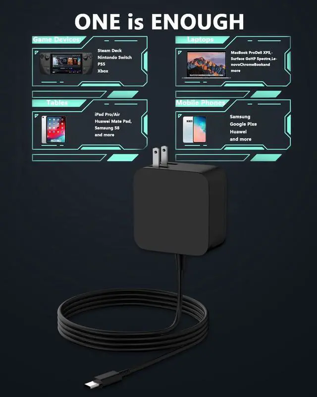 Alt view image 4 of 5 - 65W USB C Surface Pro Charger Replacement for Microsoft Surface Pro 11 10 9 8 7+ 7 Surface pro X 1796 1769 1800 Laptop Adapter Power Cord