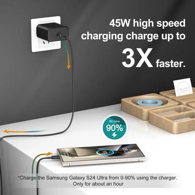 Alt view image 3 of 5 - 45W USB C Charger Fast Charging for Samsung Phone Super Fast Charger Block 2Pack Samsung Fast Charging Cable 10FT for Samsung Galaxy S25 Ultra/S25+/S24 Ultra/S24+/S23 Ultra/S23+/S22/S21/S20 Note10/20
