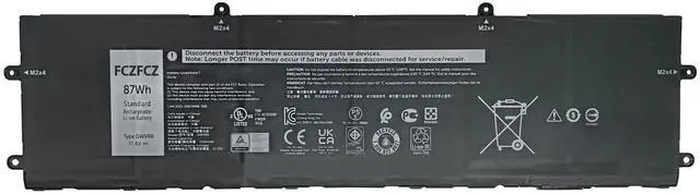Main image of FCZFCZ DWVRR Battery Replacement for Dell Alienware x15 R1 / Alienware x15 R2 / Alienware x17 R1 / Alienware x17 R2 / Inspiron 16 7620 2-in-1 Series 817GN 0017GN 0NR6MH 11.4V 87Wh 7250mAh 6-Cell