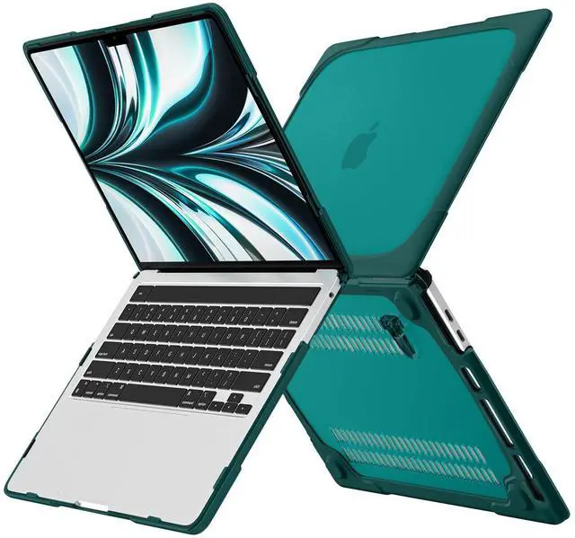 Alt view image 3 of 5 - DONGKE for MacBook Pro 13 inch Case 2023 2022 2021 2020 A2338 M2 M1 A2289 A2251 with Touch Bar & Touch ID, Heavy Duty Rugged Shockproof Plastic Hard Shell with Fold Kickstand, Teal