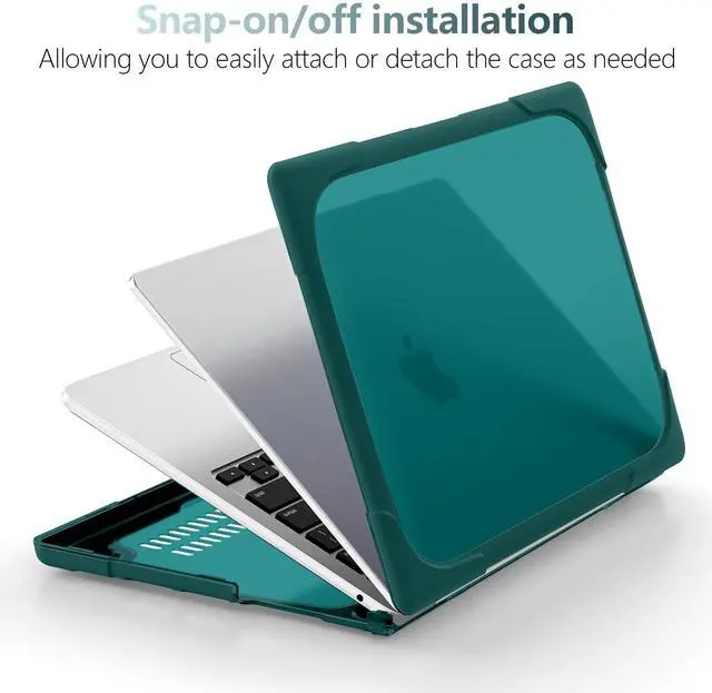 Alt view image 5 of 5 - DONGKE for MacBook Pro 13 inch Case 2023 2022 2021 2020 A2338 M2 M1 A2289 A2251 with Touch Bar & Touch ID, Heavy Duty Rugged Shockproof Plastic Hard Shell with Fold Kickstand, Teal