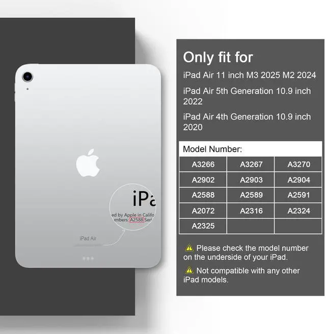 Alt view image 2 of 5 - DONGKE for iPad Air 11 Inch Case M3 2025 / M2 2024 & iPad Air 5th 2022 / 4th Generation 2020 10.9 Inch, Ultra Thin Soft TPU Back Cover with Pencil Holder Support Auto Wake/Sleep, Bows & Stars