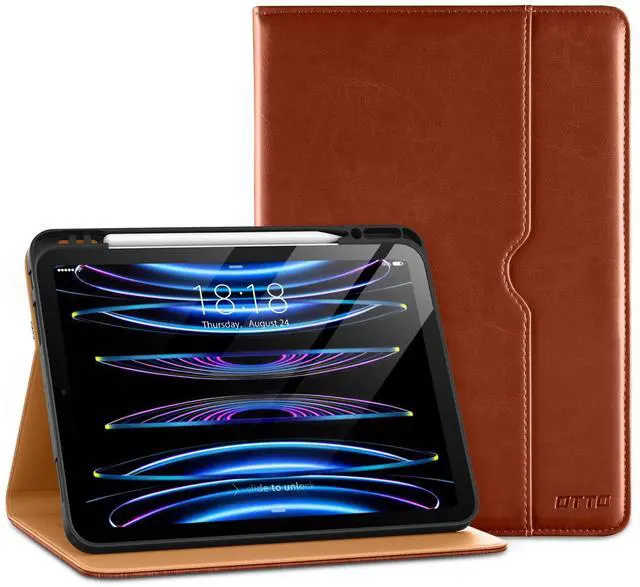 Main image of DTTO for iPad Pro 12.9 6th / 5th / 4th / 3rd Generation Case 2022/2021/2020/2018, Premium Leather Folio Stand Cover with Built-in Apple Pencil Holder -Auto Wake/Sleep and Multi Viewing Angles,Brown