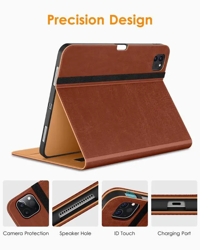Alt view image 3 of 5 - DTTO for iPad Pro 12.9 6th / 5th / 4th / 3rd Generation Case 2022/2021/2020/2018, Premium Leather Folio Stand Cover with Built-in Apple Pencil Holder -Auto Wake/Sleep and Multi Viewing Angles,Brown