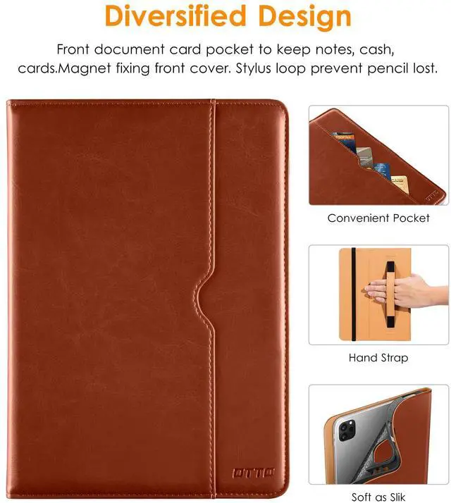 Alt view image 4 of 5 - DTTO for iPad Pro 12.9 6th / 5th / 4th / 3rd Generation Case 2022/2021/2020/2018, Premium Leather Folio Stand Cover with Built-in Apple Pencil Holder -Auto Wake/Sleep and Multi Viewing Angles,Brown