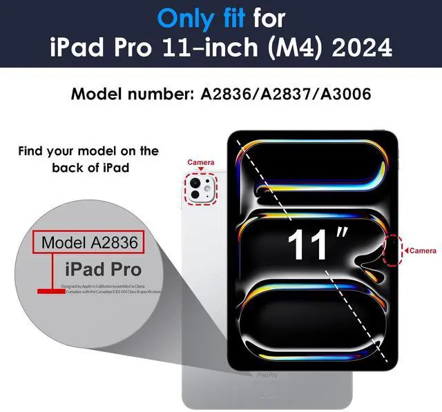 Alt view image 2 of 5 - DTTO for iPad Pro 11 inch case (M4) 2024, Premium Leather Business Folio Stand Cover with Pencil Holder - Auto Wake/Sleep and Multiple Viewing Angles, Navy Blue