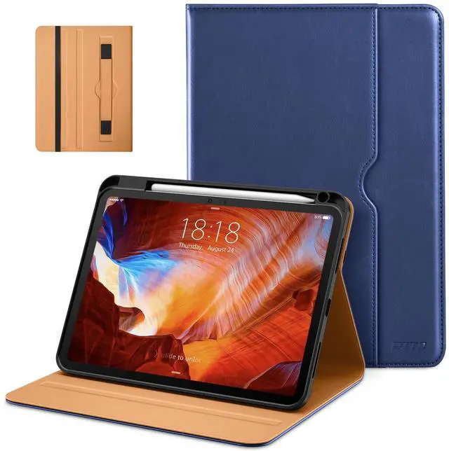 Main image of DTTO for iPad Pro 11 inch case (M4) 2024, Premium Leather Business Folio Stand Cover with Pencil Holder - Auto Wake/Sleep and Multiple Viewing Angles, Navy Blue