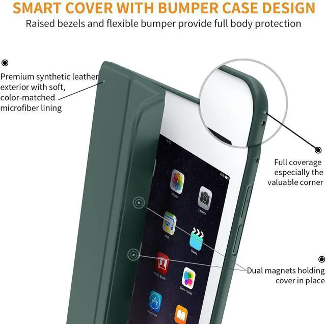 Alt view image 5 of 5 - DuraSafe Cases for iPad PRO 11 2020 2021 2022 [ PRO 11 Inch 2 3 4 Generation ] A2759 A2435 A2761 A2762 A2377 A2459 A2228 A2068 A2230 A1980Soft Silicone Shock Proof Magnetic Flip Case - Dark Green