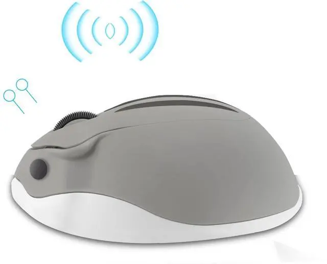 Alt view image 5 of 5 - elec Space Cute Animal Hamster Shape Wireless Mouse - Silent, 3-Button Design for Laptop & PC; Includes Random Color Cable Clip - Perfect Computer Mouse-Grey