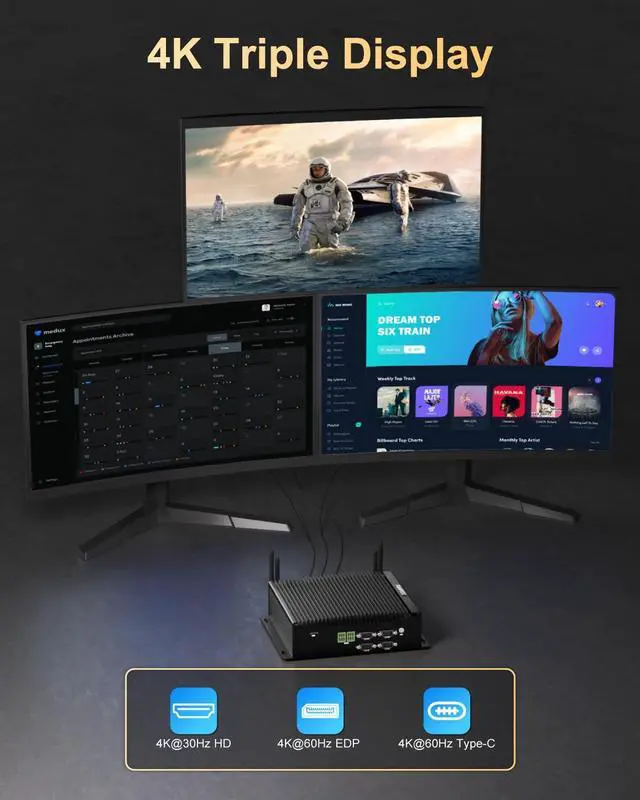 Alt view image 5 of 5 - FANPEEC Industrial PC Fanless Mini PC Win 11 Pro Core i5-10210U 32 GB RAM 1 TB SSD, Fanless Mini PC Dual Ethernet, WiFi BT4.2, Industrial Personal Computer 4K Three Screen Display, 6*RS232 COM