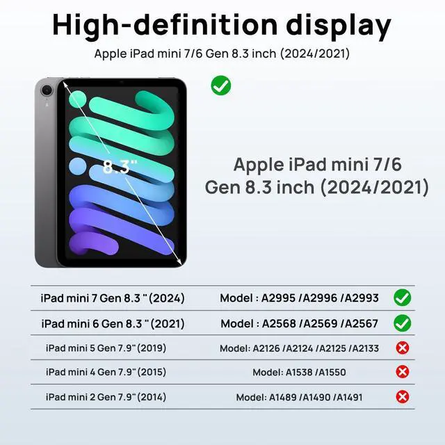 Alt view image 2 of 5 - Gerutek Case for iPad mini 7 (A17 Pro) 2024/ Mini 6 2021 8.3", Heavy Duty Shockproof Case with Screen Protector, [360deg Rotating Stand] [Hand/Shoulder Strap], Pencil Holder for iPad mini 7/6th, Black