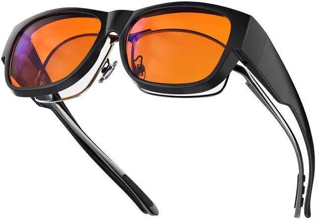 Alt view image 2 of 5 - Goiteia 100% Orange Blue Light Blocking Glasses Fit over Glasses & Orange Blue Light Clip on Glasses for Eyes Strain/Light Sensitive-Help to Sleep