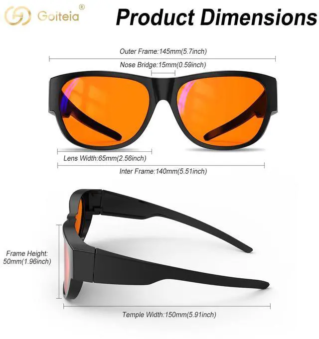 Alt view image 5 of 5 - Goiteia 100% Orange Blue Light Blocking Glasses Fit over Glasses & Orange Blue Light Clip on Glasses for Eyes Strain/Light Sensitive-Help to Sleep