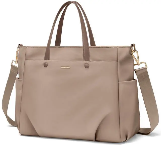Main image of Laptop Tote Bag 15.6 Inch, Computer Shoulder Bag Large Work Tote Bag for Women, Laptop Carrying Case Stylish Handbag for Business Travel (Champagne)