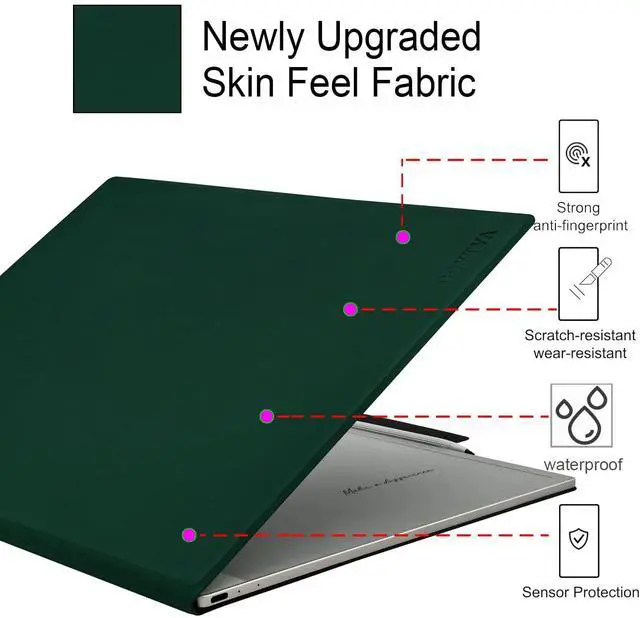 Alt view image 4 of 5 - GOVTVA Magnetic Case for Onyx Boox Tablet Note Max 13.3 / Boox Tab X C 13.3 Color Ultra-Thin Lightweight Leather Cover with Magnetic Pen Buckle, Auto Sleep/Wake & Magnetic Closure (Green)