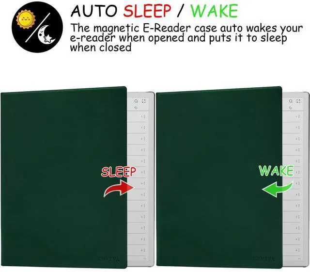 Alt view image 5 of 5 - GOVTVA Magnetic Case for Onyx Boox Tablet Note Max 13.3 / Boox Tab X C 13.3 Color Ultra-Thin Lightweight Leather Cover with Magnetic Pen Buckle, Auto Sleep/Wake & Magnetic Closure (Green)