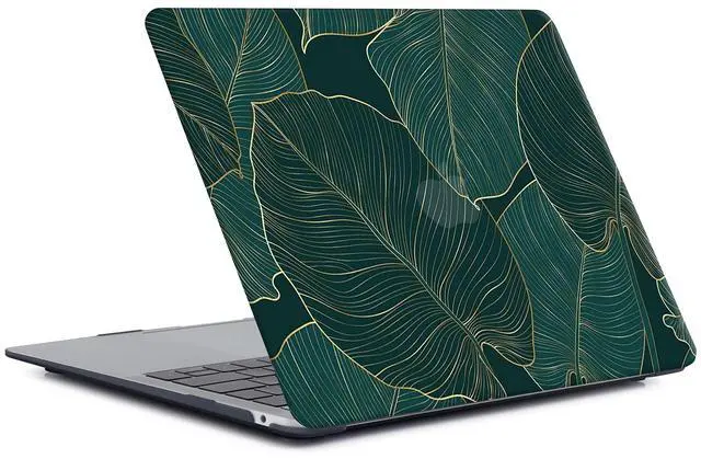 Alt view image 4 of 5 - Laptop Case Compatible With New MacBook Air 13 Inch 2020 2019 2018 Release A2337 M1 A2179 A1932, Retina Display & Touch ID, Plastic Hard Shell & Keyboard Cover Skin - Green Leaves
