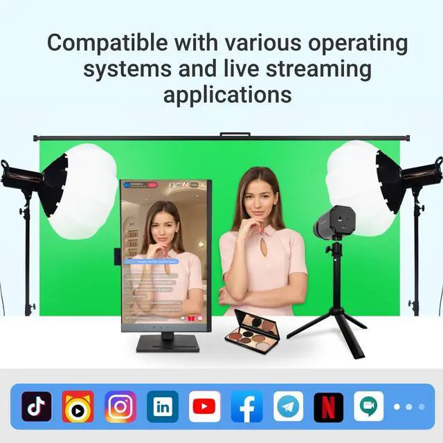 Alt view image 2 of 5 - HUGEROCK 4K Streaming Camera Webcam, Dual Noise Reduction Microphones, Adjustable, Zoom, Camera for Streaming on pc, USB Plug and Play, for Live Streaming, Skype, Conferencing, Video Calling, Gaming