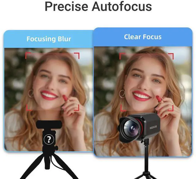 Alt view image 5 of 5 - HUGEROCK 4K Streaming Camera Webcam, Dual Noise Reduction Microphones, Adjustable, Zoom, Camera for Streaming on pc, USB Plug and Play, for Live Streaming, Skype, Conferencing, Video Calling, Gaming