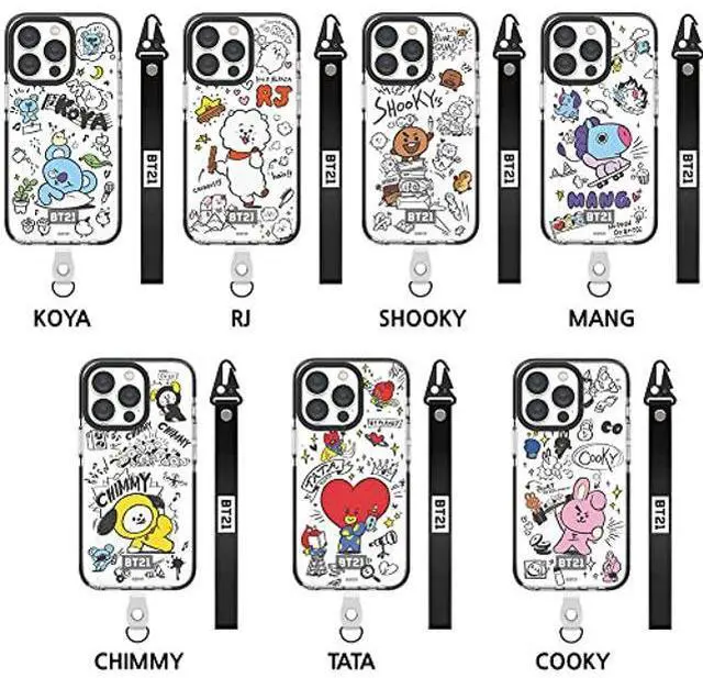 Alt view image 3 of 5 - BT21 Doodle Smart Tab Clear Line Case Compatible with iPhone 13 Pro Max 6.7 Inch, Durable Full Body Protection, with Strap, Raised Lip (Screen & Camera Protection) [Official Product] (MANG)