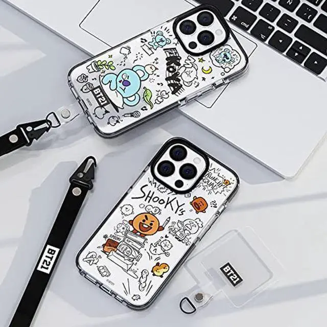 Alt view image 4 of 5 - BT21 Doodle Smart Tab Clear Line Case Compatible with iPhone 13 Pro Max 6.7 Inch, Durable Full Body Protection, with Strap, Raised Lip (Screen & Camera Protection) [Official Product] (MANG)