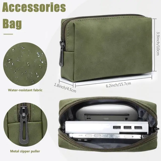 Alt view image 5 of 5 - HYZUO 13 Inch Laptop Sleeve Case with Stand for 2025-2018 MacBook Air 13 M4 M3 M2 M1, 2025-2016 MacBook Pro 13 M2 M1, 13" iPad Pro/Air, Surface Pro 11/10/9, XPS 13, with Pouch, Olive Green