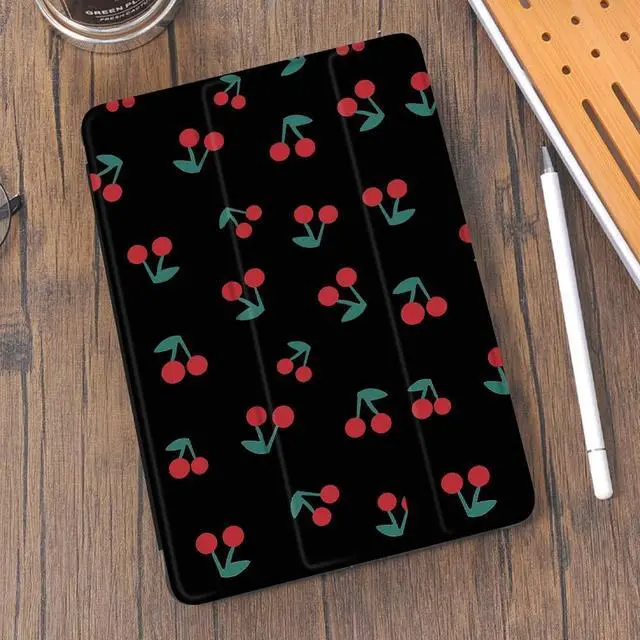 Alt view image 2 of 5 - Idocolors Cherry Pad Case for iPad 5th/6th Generation Cute Art Girly Anti-Scratch Shockproof with Pencil Holder Trifold Stand Case(Model Number A1822 A1823 A1893 A1954)