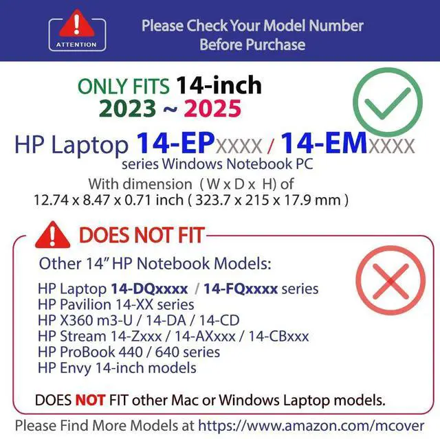 Alt view image 3 of 5 - mCover Case Only Compatible for 2023~2025 14" HP Laptop 14-EP0000 / 14-EM0000 Series Traditional Notebook PC (NOT Fitting Any Other HP Models) - Aqua