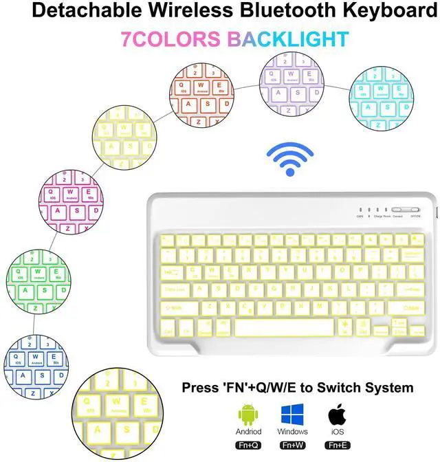 Alt view image 3 of 5 - IVEOPPE Keyboard Case for Xiaomi Redmi Pad Pro 12.1 Inch 2024/Xiaomi Poco Pad 12.1", 7 Colors Backlit, Detachable Bluetooth Wireless Keyboard Slim PU Stand Cover with Pencil Holder,Yellow