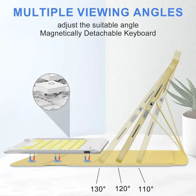 Alt view image 5 of 5 - IVEOPPE Keyboard Case for Xiaomi Redmi Pad Pro 12.1 Inch 2024/Xiaomi Poco Pad 12.1", 7 Colors Backlit, Detachable Bluetooth Wireless Keyboard Slim PU Stand Cover with Pencil Holder,Yellow