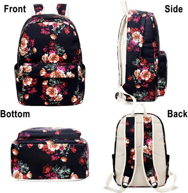 Alt view image 3 of 5 - Joyfulife Teen Backpack for Girls Kids School Backpack with Lunch Box Student BookBags Set Travel Laptop Backpack Casual Daypacks (Floral Backpack)