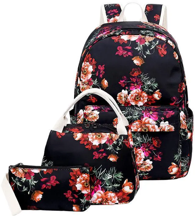 Main image of Joyfulife Teen Backpack for Girls Kids School Backpack with Lunch Box Student BookBags Set Travel Laptop Backpack Casual Daypacks (Floral Backpack)
