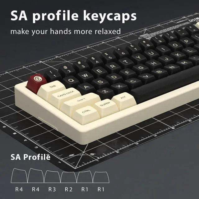 Alt view image 3 of 5 - KBDiy Similar to SA Profile Clone Rome PBT Double Shot Keycap Set,160 Keys Black and White Custom Key Caps Keycaps 60 Percent Retro Keycaps for 61/64/68/84/87/100/104/108 Mechanical Keyboard