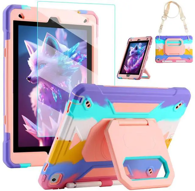 Main image of for iPad 9th/8th/7th Generation Case, iPad 10.2 Case 2021/2020/2019, Rugged Heavy Duty Shockproof Protective Kids Case with Screen Protector/360deg Rotating Folding Stand/Pencil Holder/Shoulder Strap