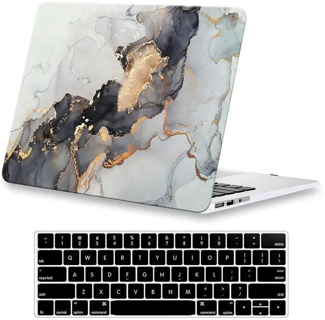 Main image of KEROM Compatible with MacBook Pro 16 inch Case 2024-2021 M4 M3 M2 M1 Pro/Max Chip A3403 A3186 A2991 A2780 A2485, Protective Plastic Hard Shell Case & Keyboard Cover, Has Logo Cutout, Blue Gold