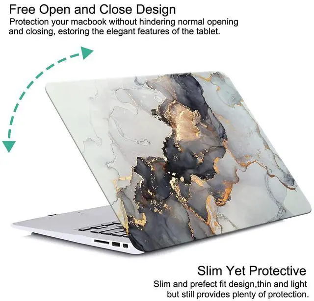 Alt view image 2 of 5 - KEROM Compatible with MacBook Pro 16 inch Case 2024-2021 M4 M3 M2 M1 Pro/Max Chip A3403 A3186 A2991 A2780 A2485, Protective Plastic Hard Shell Case & Keyboard Cover, Has Logo Cutout, Blue Gold