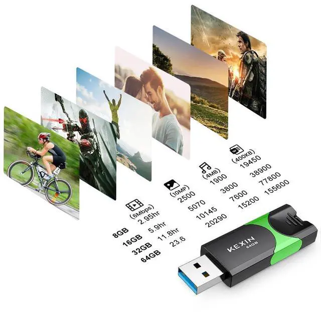 Alt view image 2 of 5 - KEXIN 64 GB Flash Drive 10 Pack USB 3.0 Flash Drive 64G Thumb Drive 3.0 Memory Stick Data Storage USB Stick with LED Indicator,64G 10Pack Black+ Green