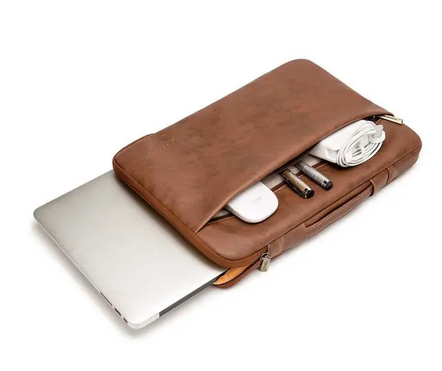Alt view image 3 of 5 - Kinmac 360° Heavy Duty Protective Laptop Computer Sleeve case Bag Cover with Handle for MacBook Pro 14 inch,14 inch-14.4 inch HP Lenovo Dell ASUS Acer Laptop (Coffee PU)